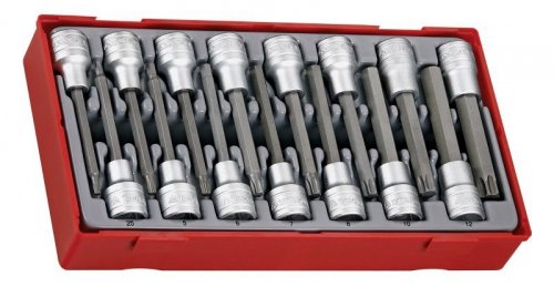15-elementowy zestaw nasadek trzpieniowych typu Tx i 6-kątnych z chwytem kwadratowym 1/2&quot;, Teng Tools TTTxH15