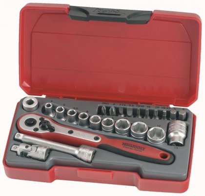 Zestaw kluczy nasadowych z chwytem kwadratowym 1/4&quot; Teng Tools T1424