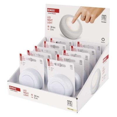 Lampka nocna 4× LED 3× AAA, 30 lm, biała, 10 szt., display box