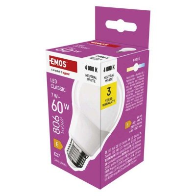 Żarówka LED Classic A60 / E27 / 7 W (60 W) / 806 lm / neutralna biel