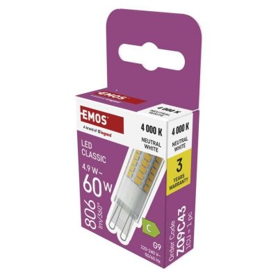 Żarówka LED Classic JC / G9 / 4,9W (60 W) / 806 lm / Neutralna biel