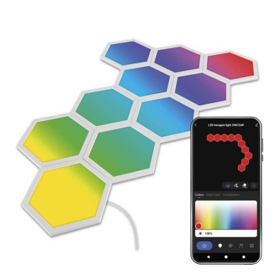 GoSmart Oprawa LED RGB IC Hexagon, 10 części, 19 W, ściemnialna, WiFi