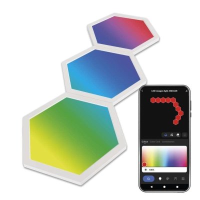 GoSmart Oprawa LED RGB IC Hexagon, 3 części, 5,4 W, ściemnialna, WiFi