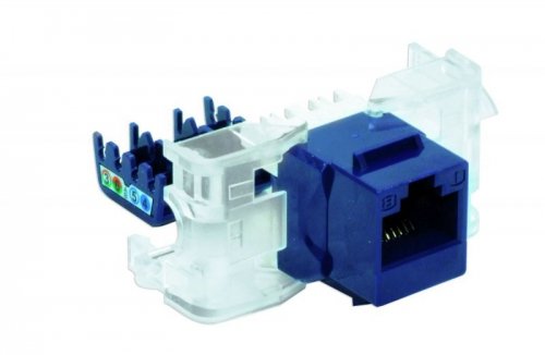 Gniazdo UTP RJ45 kat.5e keystone niebieskie (beznarzędziowe)