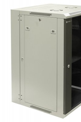 Szafa wisząca dzielona 19&quot; 18U, drzwi blacha/szkło, 600×550×910mm szer./gł./wys. (w zestawie: półka stała oraz komplet śrub