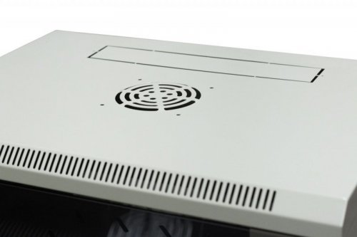 Szafa wisząca niedzielona 19&#039;&#039; 4U, drzwi blacha/szkło, 600×450×280mm szer./gł./wys. (w zestawie: półka stała oraz komp