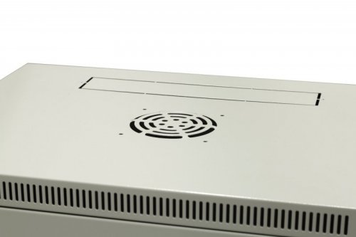 Szafa wisząca niedzielona 19&#039;&#039; 6U, drzwi całe z blachy, 600×450×370mm szer./gł./wys. (w zestawie: półka stała oraz kom
