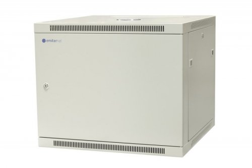 Szafa wisząca niedzielona 19&#039;&#039; 9U, drzwi całe z blachy, 600×600×500mm szer./gł./wys. (w zestawie: półka stała oraz kom