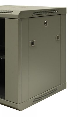 Szafa wisząca niedzielona 19'' 9U, niezmontowana, drzwi blacha/ szkło, 600x450x500mm szer./gł./wys. (w zestawie: półka