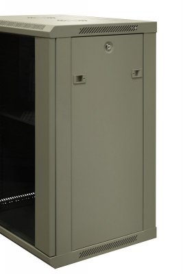 Szafa wisząca niedzielona 19&#039;&#039; 15U, niezmontowana, drzwi blacha/ szkło, 600x450x770mm szer./gł./wys. (w zestawie: półk