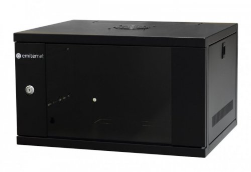 Szafa wisząca lekka niedzielona 19&#039;&#039; 6U, drzwi blacha/szkło, 550×450×320mm szer./gł./wys. (w zestawie: komplet śrub mo