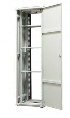 Szafa ramowa stojąca EmiterNet Top, 42U, drzwi przód blacha/szkło, 600x600x1980mm (szer./gł./wys.) (w zestawie: panel 2 wentylat