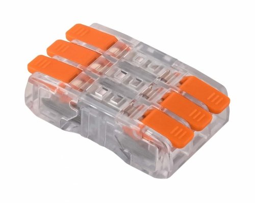 Szybkozłączka dwustronna, potrójna, z dźwignią, 6x0,2-2,5mm2, 24A, 450V, przeźroczysta E.4194_3 Pawbol