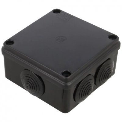Puszka hermetyczna 100x100x50 bezhalogenowa czarna z dławikami S-BOX 106C Pawbol
