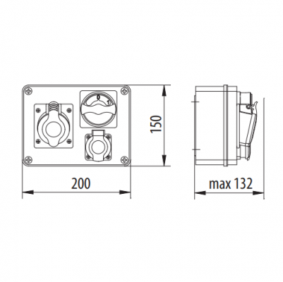 Rozdzielnica budowlana wyłącznik 0/1 1x32/4, 1x250V R-BOX 190 B.1207W Pawbol