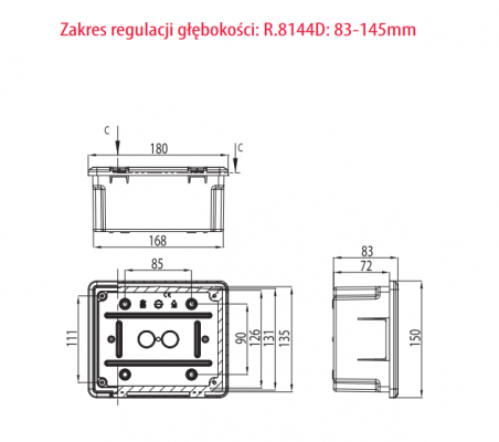 Puszka odgromowa 144,3 x 174,5 x 84mm mini z drzwiczkami R.8144D Pawbol