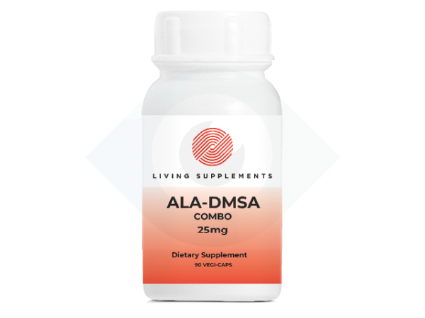 ALA/DMSA COMBO 25 mg  = kwas alfa liponowy ALA 25 mg + kwas dimerkaptobursztynowy DMSA 25 mg  - 90 kapsułek 