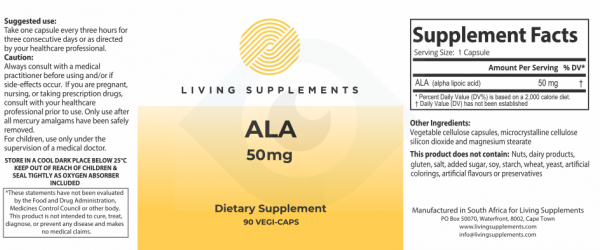 Kwas alfa liponowy ALA 50 mg - 90 kapsułek Alpha Lipoic Acid