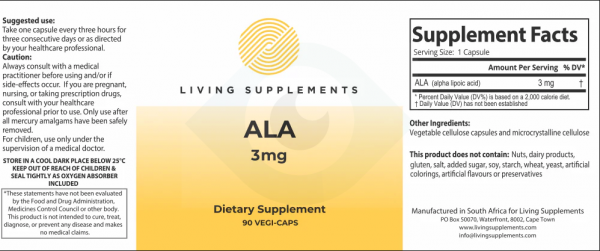 Kwas alfa liponowy ALA 3 mg - 90 kapsułek Alpha Lipoic Acid