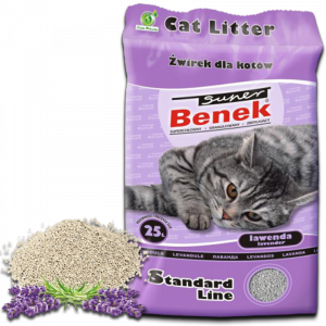 Żwirek dla kota bentonitowy Super Benek COMPACT lawendowy 25l
