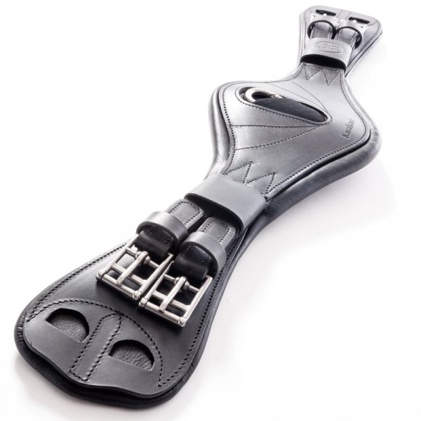 Krótki Anatomiczny Popręg Ujeżdżeniowy Kavalkade  Julius ze Skóry Olejowanej z Gumami - czarny