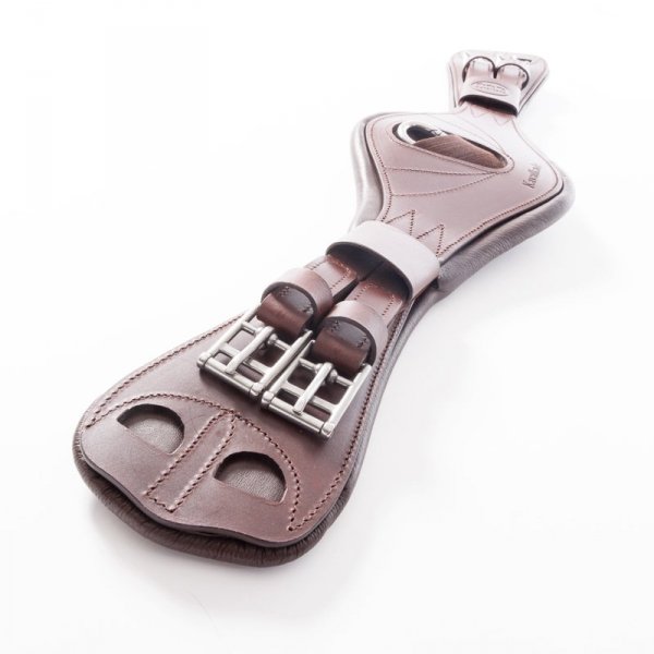 Krótki Anatomiczny Popręg Ujeżdżeniowy Kavalkade  Julius za Skóry Olejowanej z Gumami - brązowy