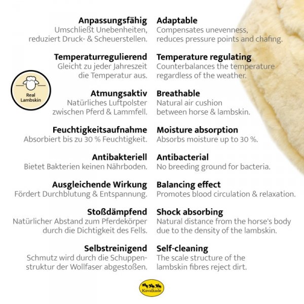 Czaprak wszechstronny / podkładka pod siodło - Kavalkade - skóra jagnięca - biały / naturalne futro