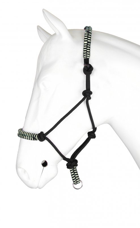 Kantar sznurkowy Horka ROPE HALTER TWO-TONE - czarny / szampański