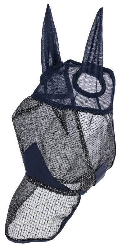 Maska przeciwowadowa dla konia z ochroną UV i osłoną na nozdrza - Covalliero - granatowa