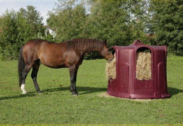 Paśnik na baloty, dla cieląt i koni, 5 stanowisk, burgundowy, Kerbl