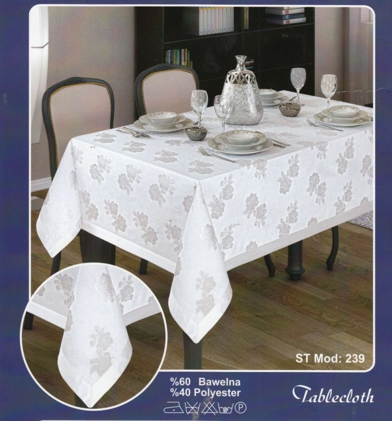 Obrus teflonowy rozmiar 90x160 wzór biały (239B)