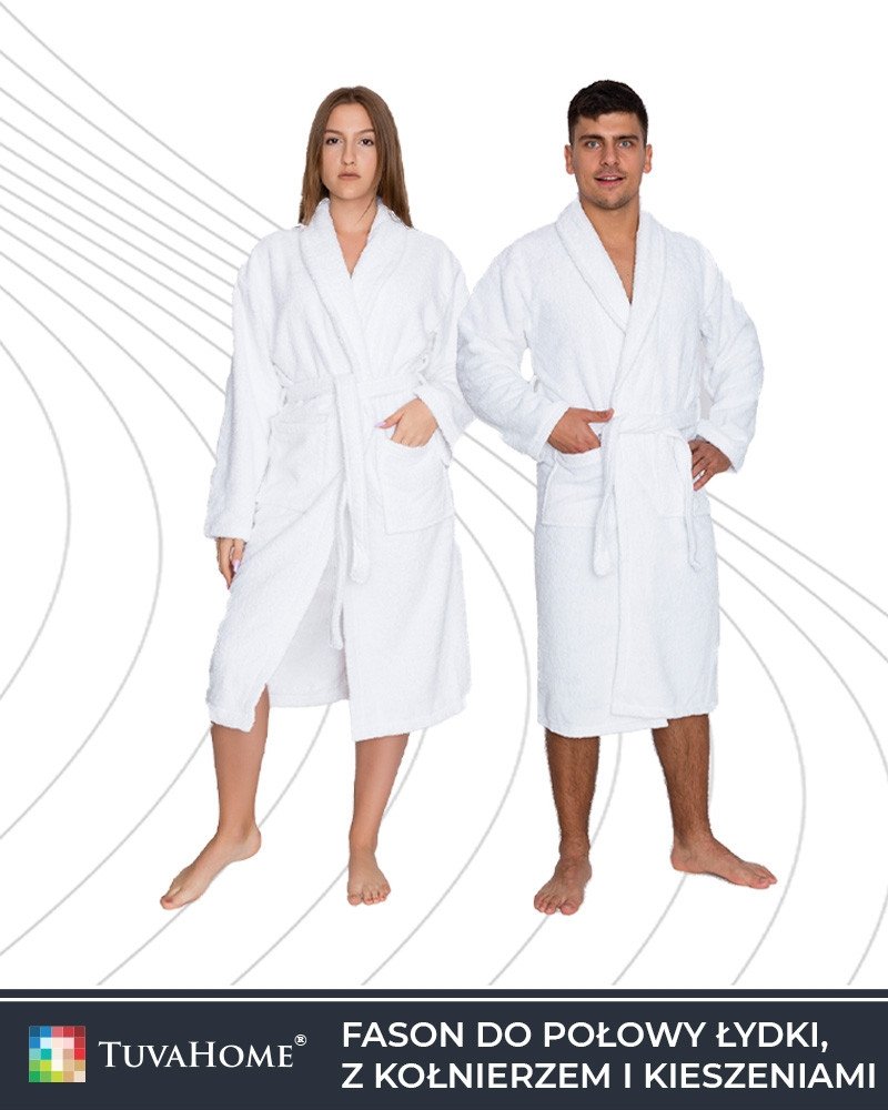 Szlafrok Classic Unisex Biały S/M 350 g/m2 