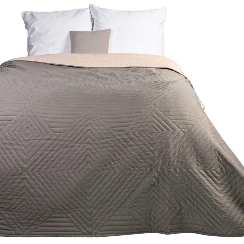 Narzuta dwustronna LAMIA na łóżko 240x220 wz. grey + light beige
