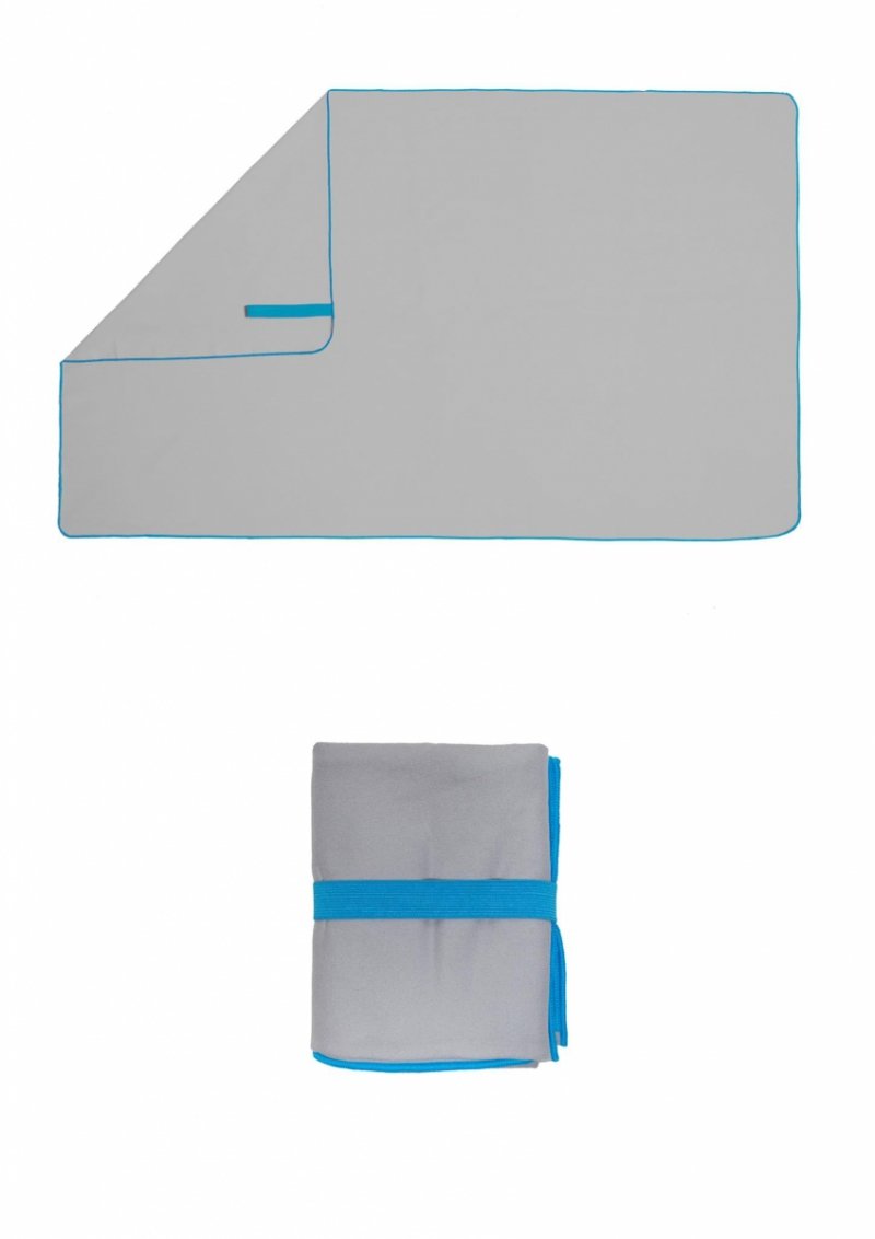 Ręcznik FITNESS mikrofibra 80x130 Szary / obszycie turkusowe