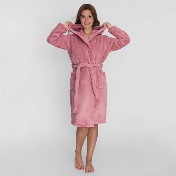 Szlafrok Wellsoft z kapturem Unisex rozmiar L/XL kolor - Pudrowy róż