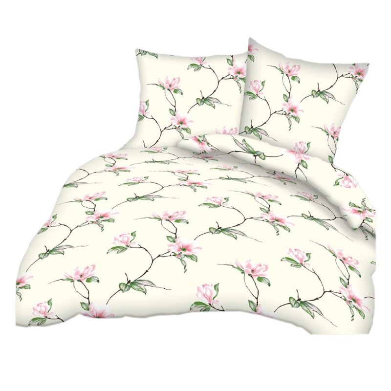 Pościel kora 160x200, 100% bawełna wz. Magnolia na ecru