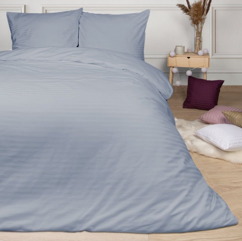 Pościel satynowa Darymex kolekcja Exclusive 200x220+ 2x70x80 wz. CIZGILI BLUE
