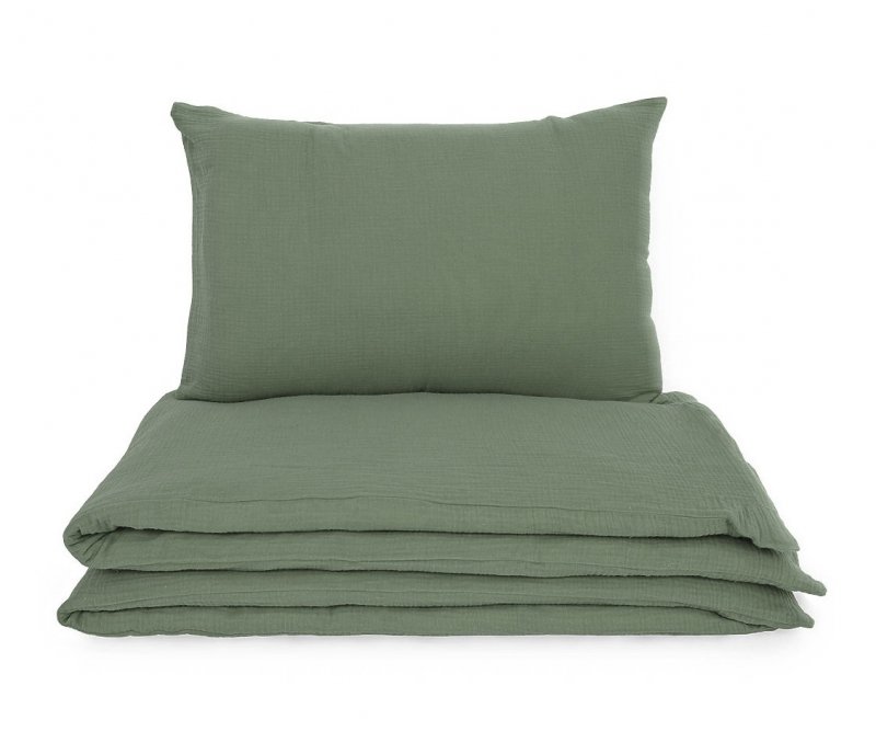 Pościel muślinowa PREMIUM 160x200, 100% bawełna wz. szałwia