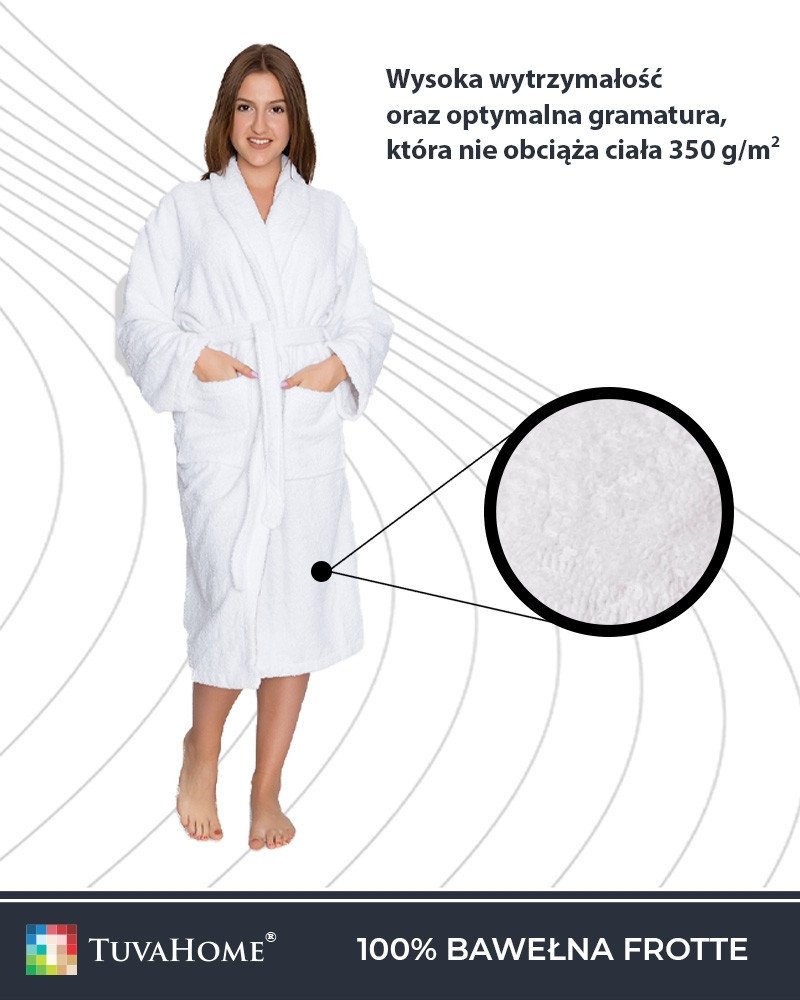 Szlafrok Classic Unisex Biały XXL 350 g/m2 