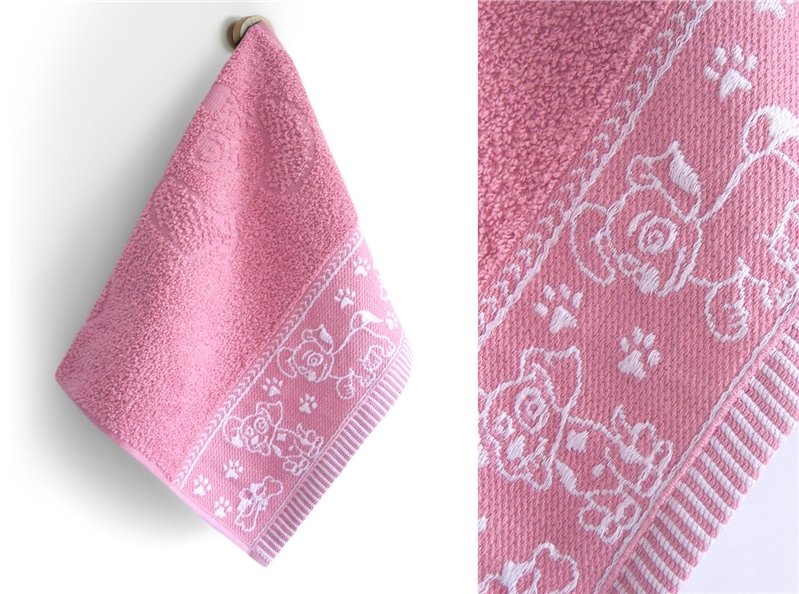 Ręcznik KIDS 30x50 wzór pieski w akcji rose