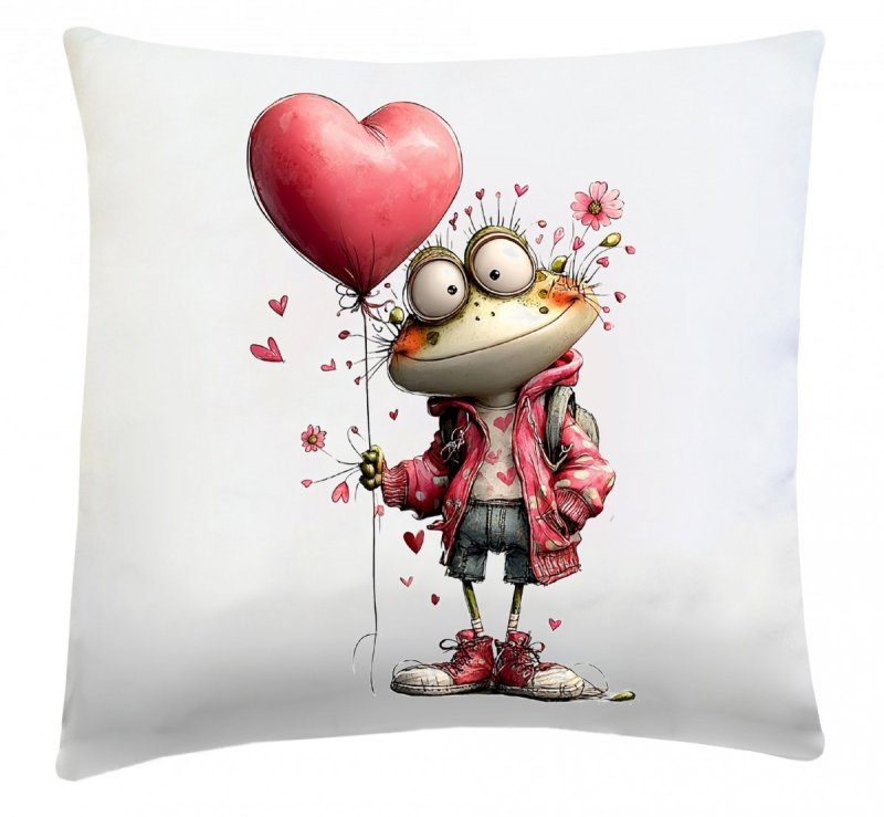 Poduszka na Walentynki 40x40 wz. w63 Żaba z sercem 2