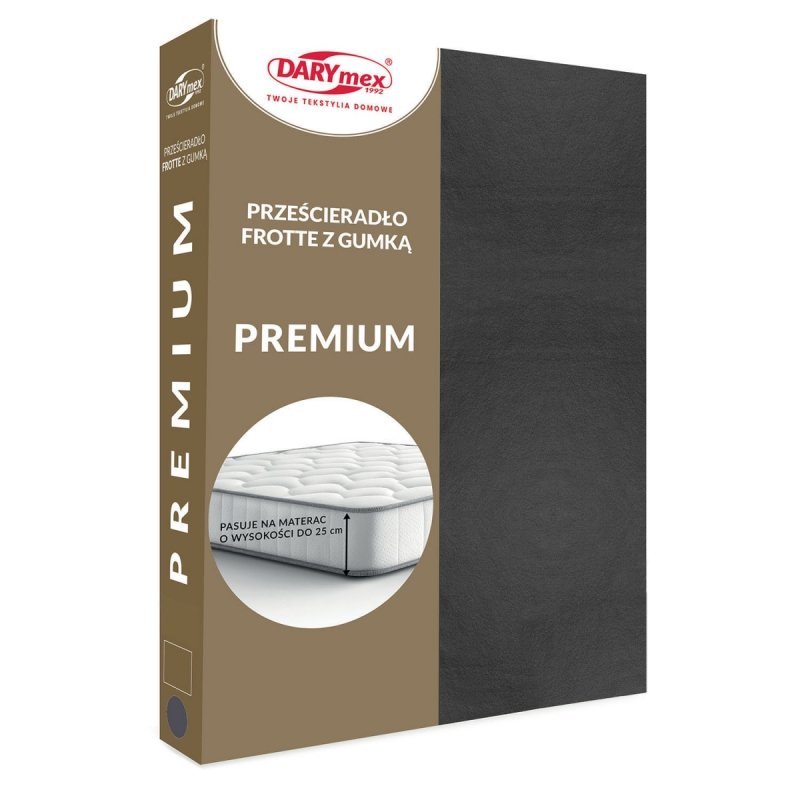 Prześcieradło Frotte PREMIUM na wysoki materac 90x200 na gumkę wz. 041 antracyt