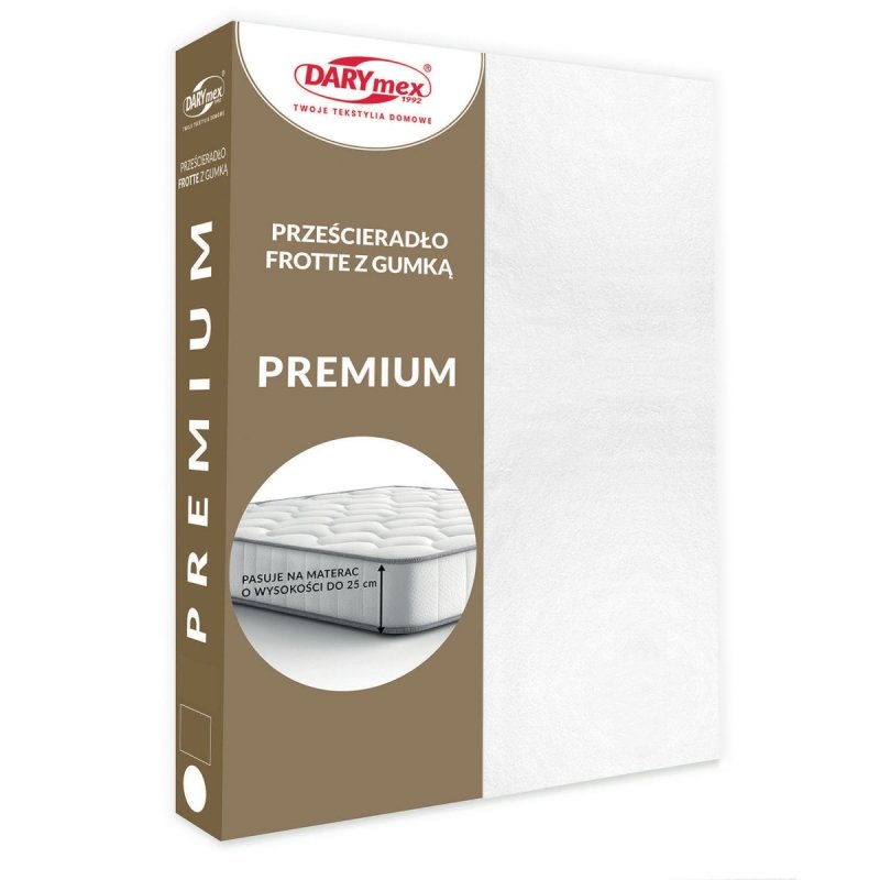 Prześcieradło Frotte PREMIUM na wysoki materac 90x200 na gumkę wz. 001 biały