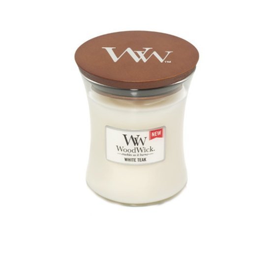 Świeca zapachowa WoodWick- White Teak, Teck Blanc - Średnia świeca