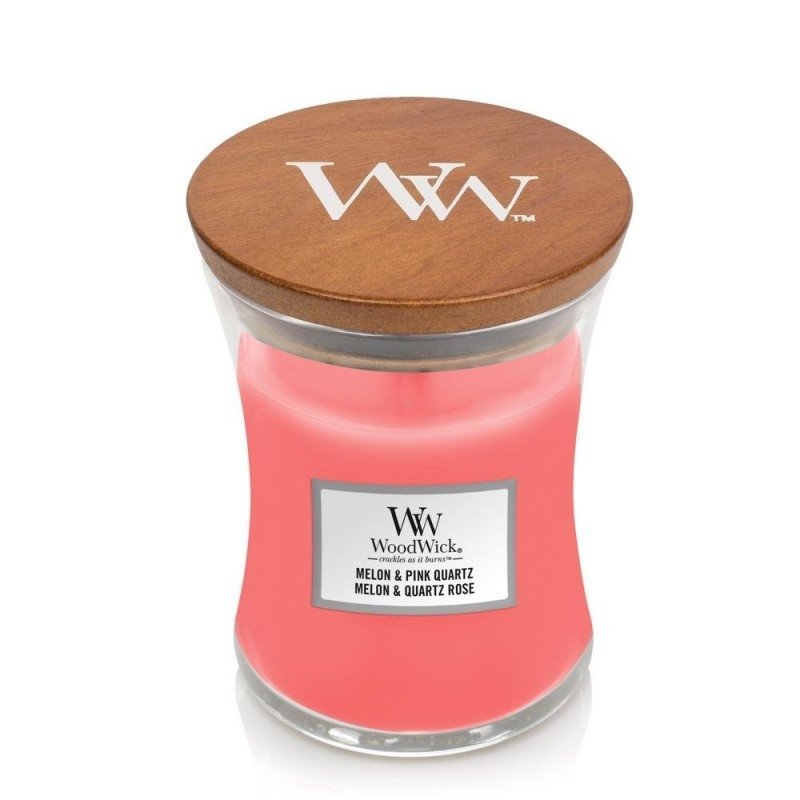 Świeca zapachowa WoodWick - Melon &amp; Pink Quartz - Średnia świeca