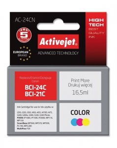 Tusz Activejet AC-24CN (zamiennik Canon BCI-24C; Supreme; 16,5 ml; kolor)
