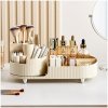 Organizer na pędzle, kosmetyki, ryflowany obrotowy kremowy 34,5x14,7x14,3cm CB56K