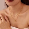 Naszyjnik stal szlachetna pozłacana 14k złotem, podwójny, SERCE NST2145