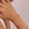 Bransoletka na rękę stal chirurgiczna pozłacana 14k złotem, kwiat, cyrkonia BST1518