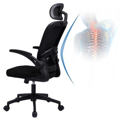 Fotel biurowy obrotowy &quot;Mistral Black&quot;, mikrosiatka do biurka KO28CZ